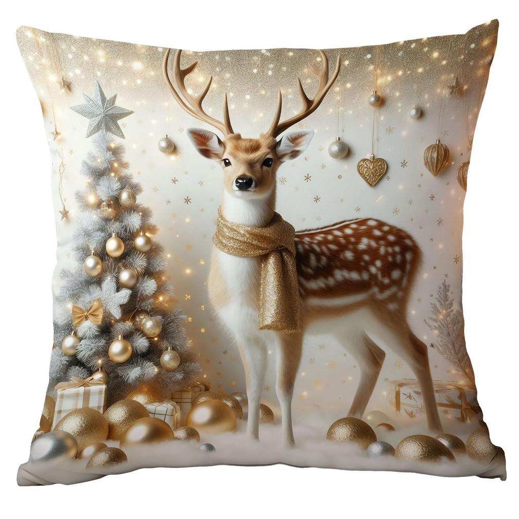 1pc Golden Christmas Cushion Cover Snowman Deer Dwarf Durable Cover 2025 New for Home Ornament Xmas New Year Christmas Decor