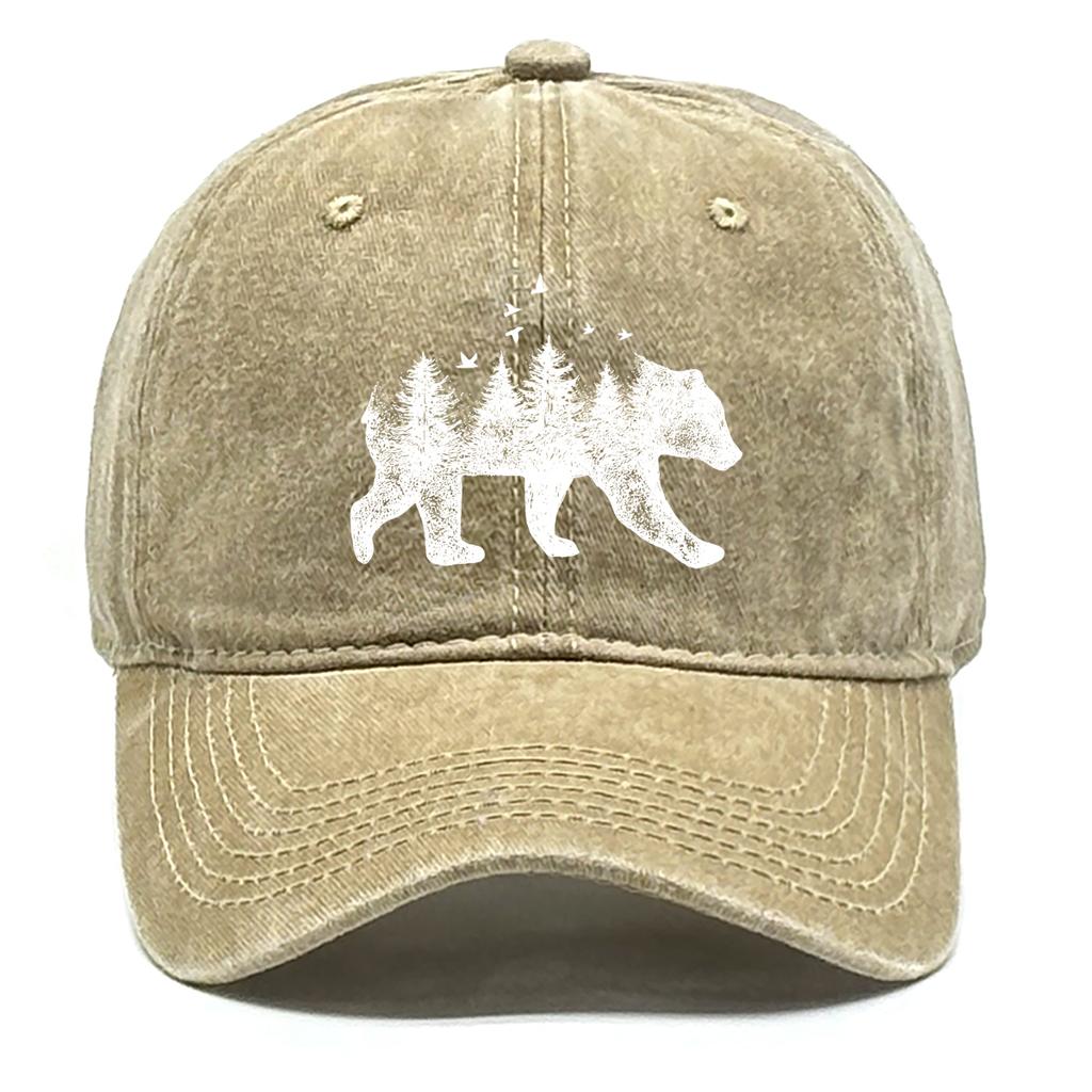 Forest Bear Washed Cotton Snapback Baseball Caps Gorra Hombre Leisure Distressed Adjustable Baseball Hat For Mountaineering
