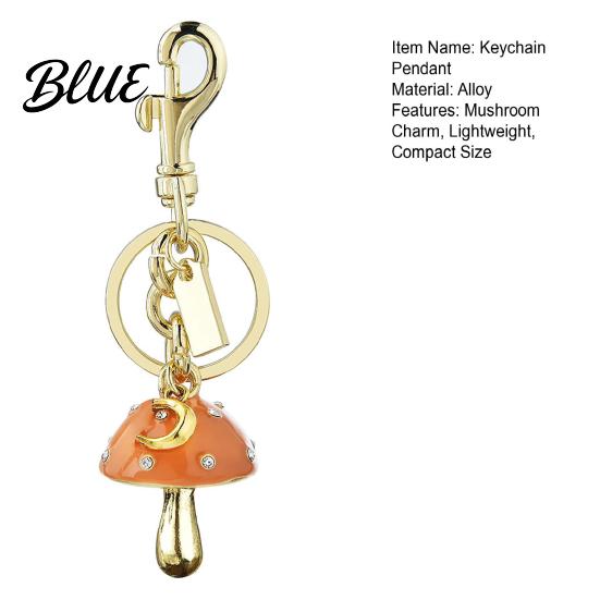 Bag Pendant Keychain Rhinestones Inlaid Mushroom Shape Key Holder Lobster