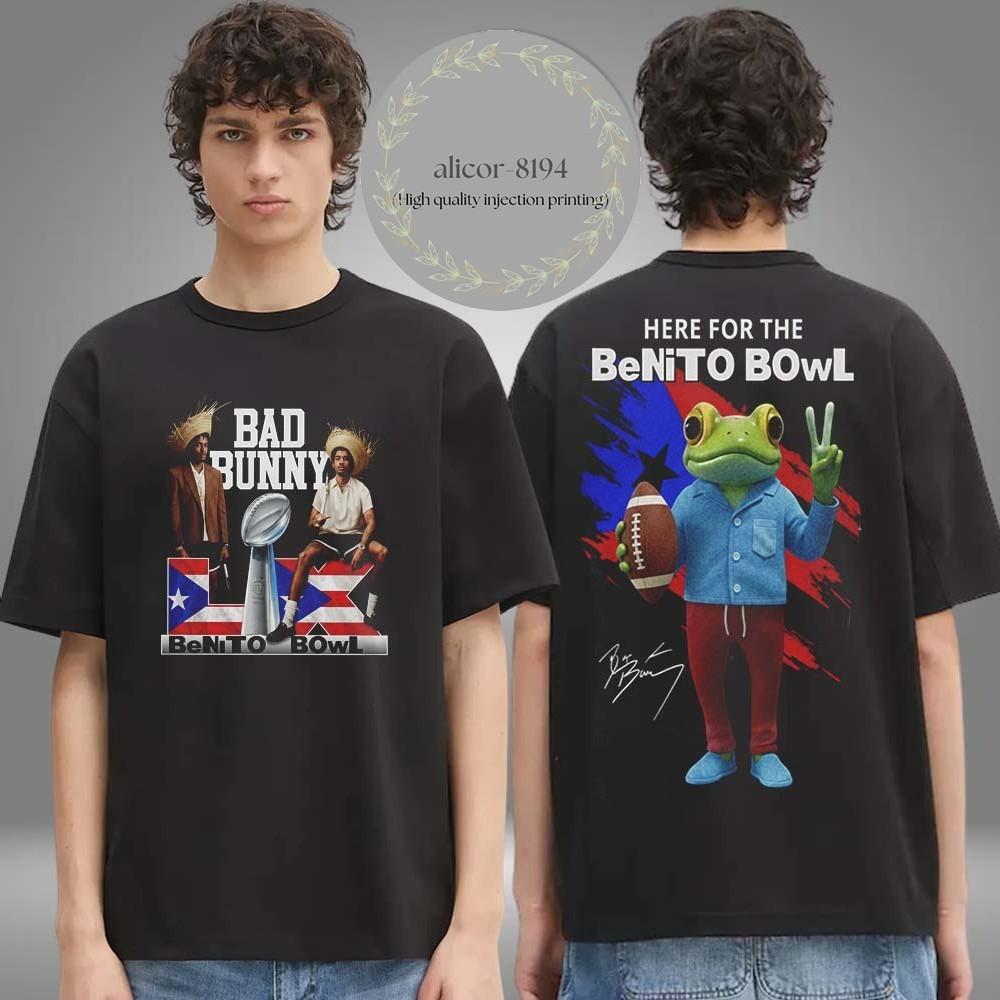 

Bad Bunny x Суперкубок 2026 Флаг Пуэрто-Рико Здесь Для Футболки Benito Bowl L