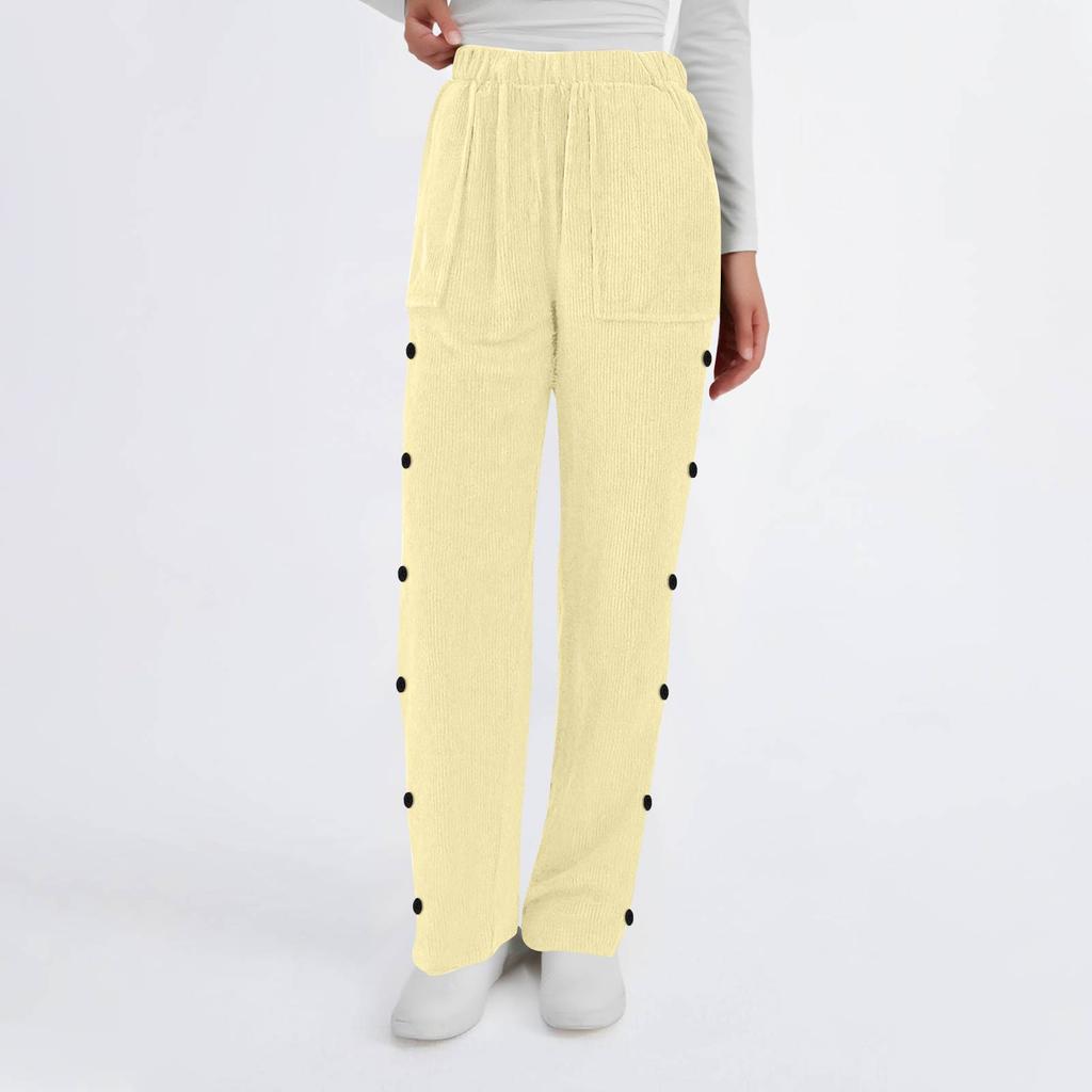 Damen Freizeitmode, Farbe Kordelzug Locker Gerade, Hosen mit Taschen