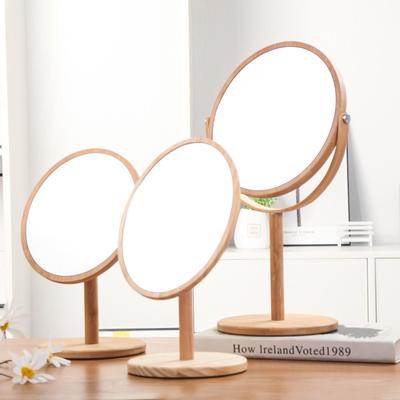 Espejo de Maquillaje Magnificador de Doble Cara - Estilo Europeo, Diseño Simple de Madera Maciza, Espejo HD para Salón de Belleza