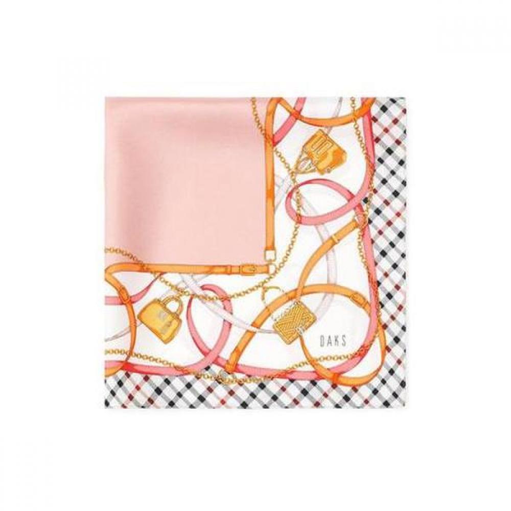 Daks Pink Chainprint Silk Square Scarf Dcsc2f142