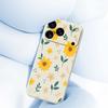 For iPhone 17 Pro Max Case Yellow Floral and Leaves Pattern Printing Straight Edge TPU Phone Back Cover