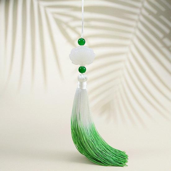 Tassel Pendant with Lanyard Gradient No Shedding Fade-resistant Anti-Lost DIY Double-sided Lotus Han Chinese Clothing Tassel Ear for Fan