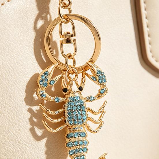 Keychain Pendant Sparkling Rhinestones Inlaid Three-Dimensional Scorpion Shape Key Chain Lightweight Car Bag Decorative Accessory