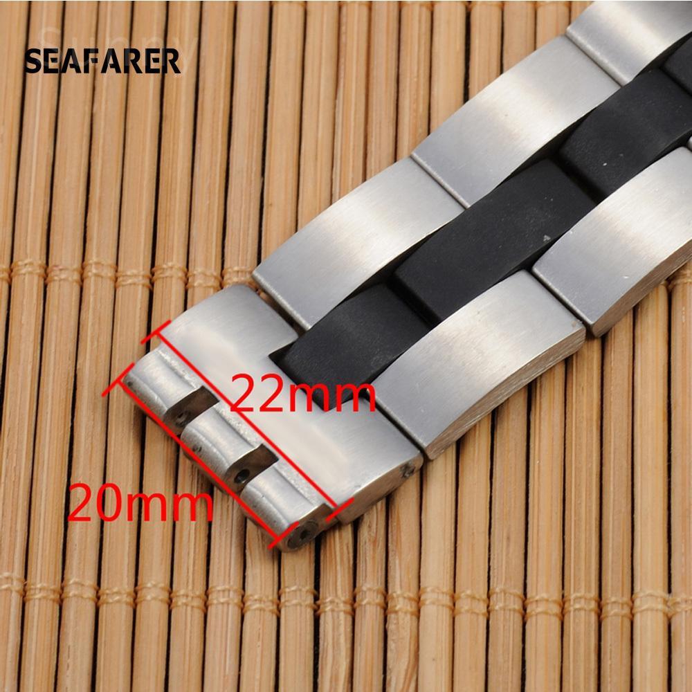 Nuovo Braccialetto in Acciaio Inossidabile Solido 20*22MM Per Orologio Swatch in Metallo da Uomo Argentato con Centro Nero Strumenti Gratuiti Con logo