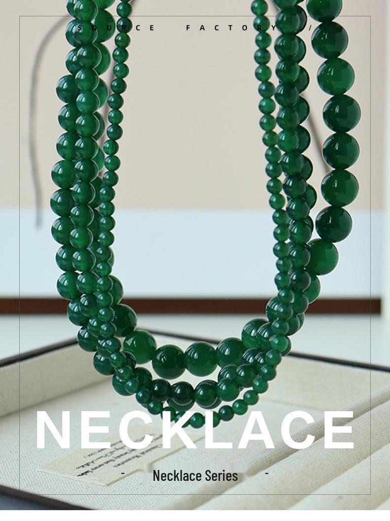 Elegante grüne Achat-Perlenkette mit Magnetverschluss