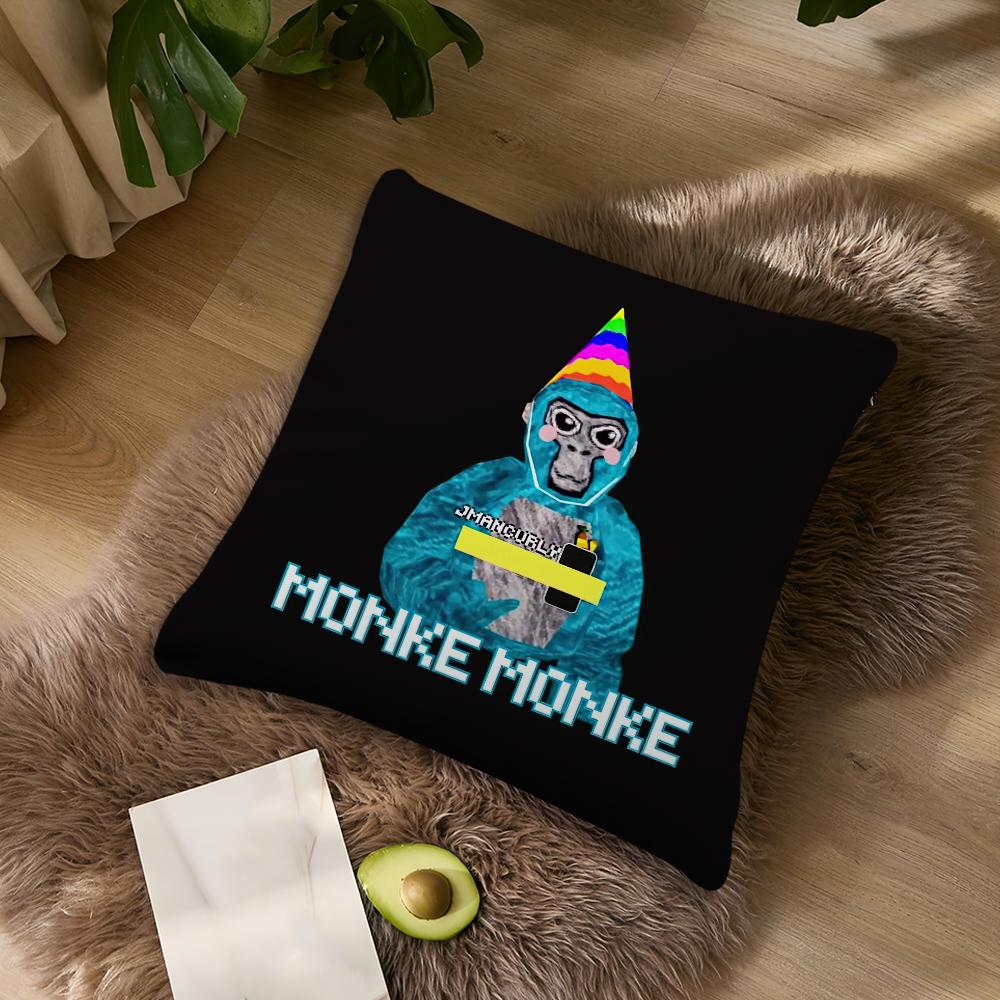 

G-Gorilla T-Tag J-Jmancurly M-Monke cushion cover Living Room Accent Couch Back Support Square Lounge Restful Nap Companion Pill 12x12Inch