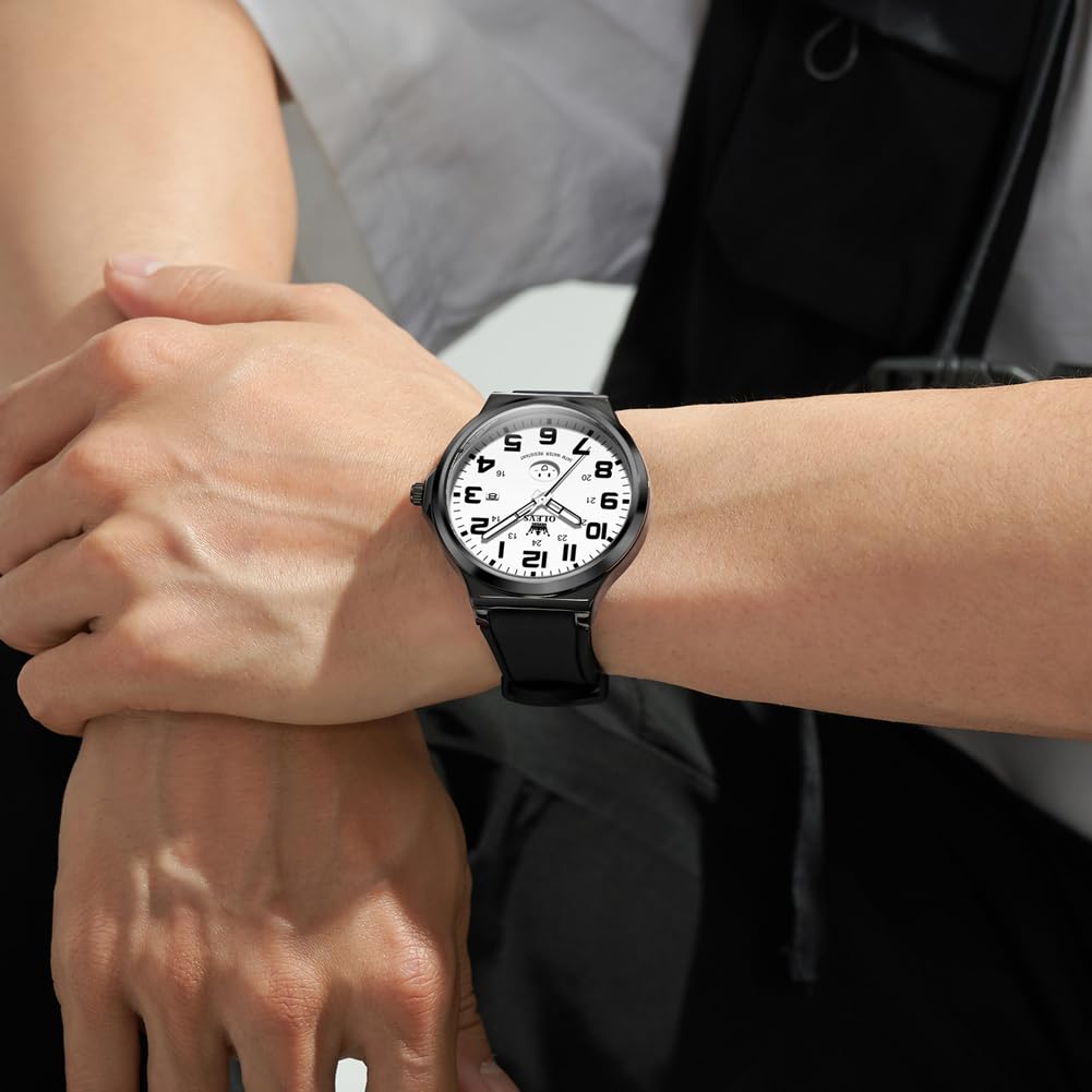 OLEVS Stylish Silicone Quartz Date for Men Men's Watch, Ultra-Thin Strap, Movement, Analog, Display,