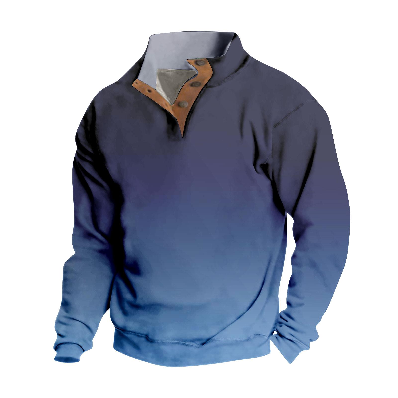 

Мужская толстовка с воротником-стойкой на открытом воздухе, повседневные свитера, топы L синий