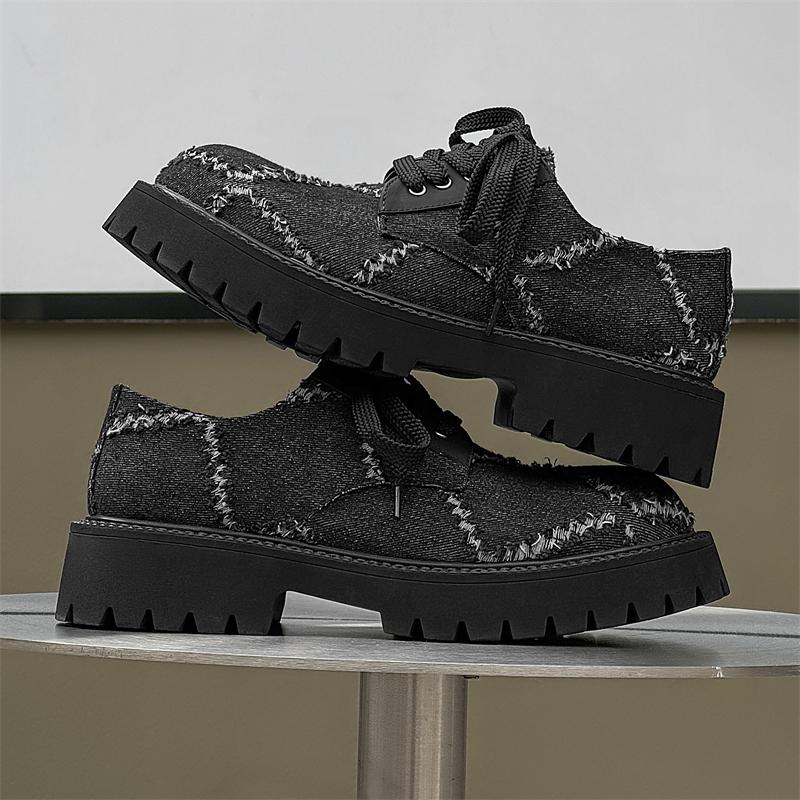 Mode Streetstyle Herren Flats mit runder Zehenpartie zum Schnüren Herren Freizeitschuhe Punk Trend Canvas Schuhe Klassisches Business Walking Schuhwerk Sneakers