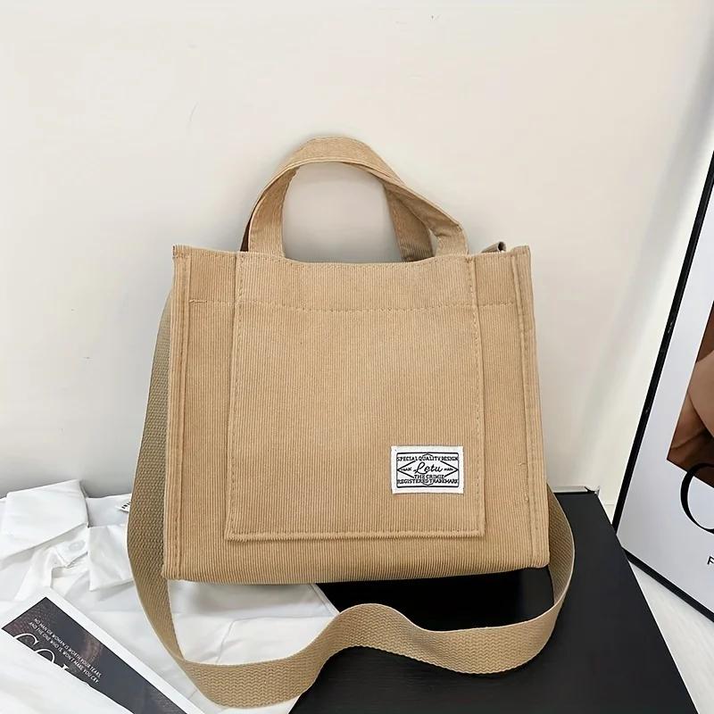 New Vintage Corduroy Tote Bag Retro Messenger Crossbody Bags Purse Casual Women Handbags Shoulder Bag Multiple Color Available