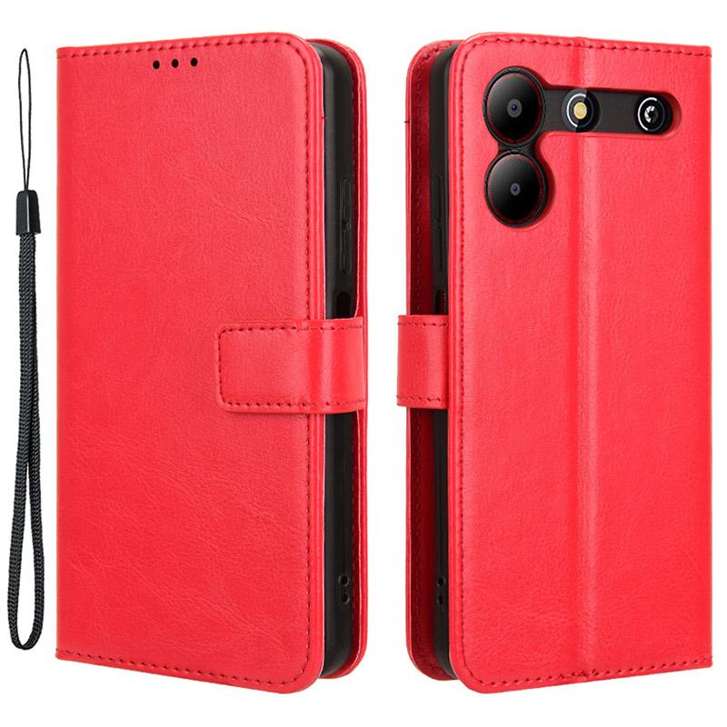 Do etui na telefon komórkowy ZTE Blade A54, skórzany portfel, tekstura Crazy Horse, odporna na upadki, ze stojakiem