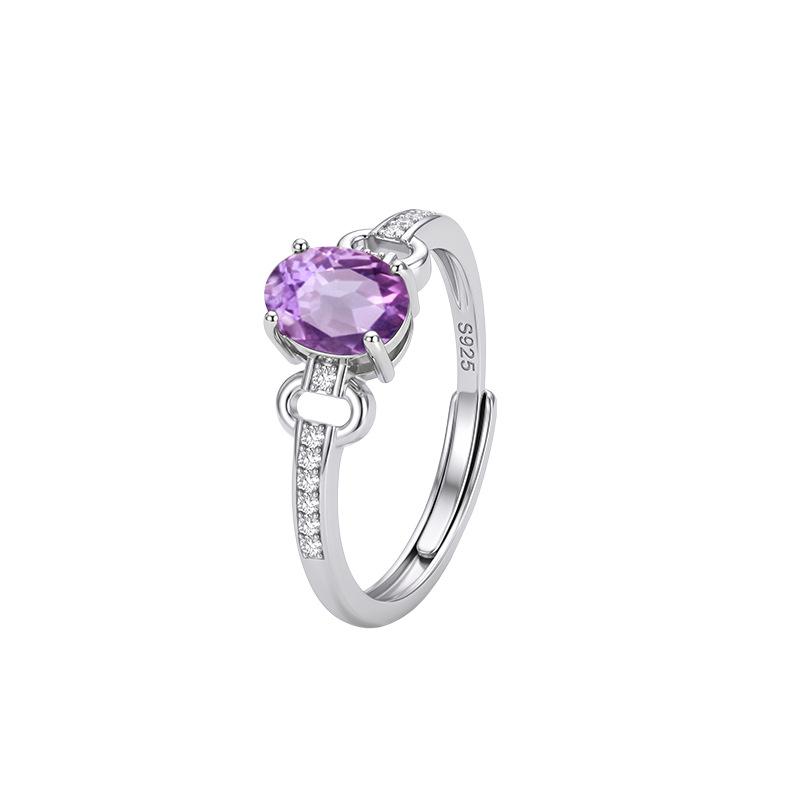 Color Treasure Ring S925 Sterling Silver Horse Buckle Design Natural Topaz Garnet Peridot Light Luxury Living Ring