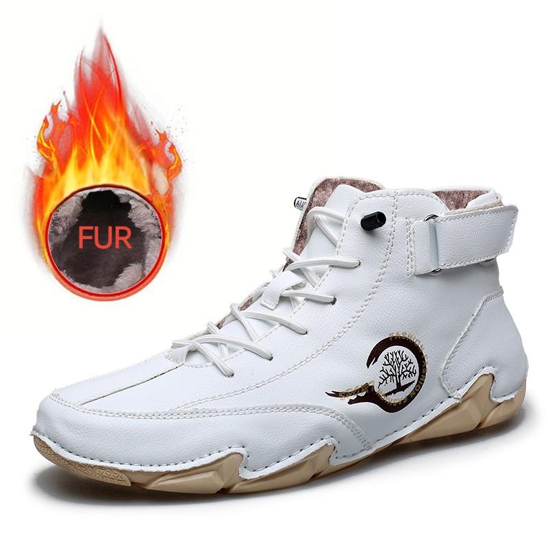 

Fashion Fashionable Comfortable Inner Mid Top Boots Brand New Men Autumn Winter Leather Boots Outdoor Flat Bottomed Walking Sports Shoes 46