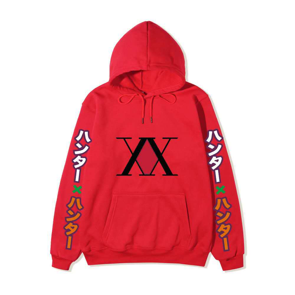 Hunter X Hunter XX Logo Hoodie Color Japanese Vertical Sleeve Print Black Anime Pullover Sweatshirt