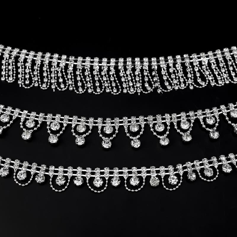 10Yards Rhinestone Chain Sparkle Crystal Diamond Silver Tassel Rhinestone Clothing Accessories DIY Wedding Party Gift Decoration