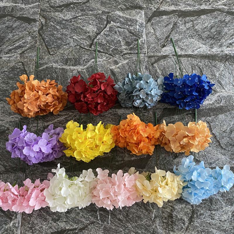 Realistic 5 Head Hydrangea Artificial Silk Flower For Wedding Party Decor Home