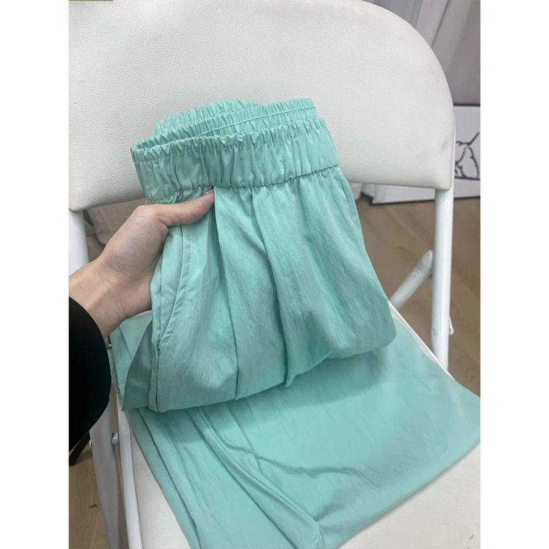 

Ice Silk High Waist Wide Leg Pants for Women – Summer Casual and Versatile S (80-100 catty) озеро синий