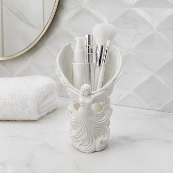 Angel Fairy Pen Holder 3D Printed Cosmetic Organizer Cute Makeup Brush Cup