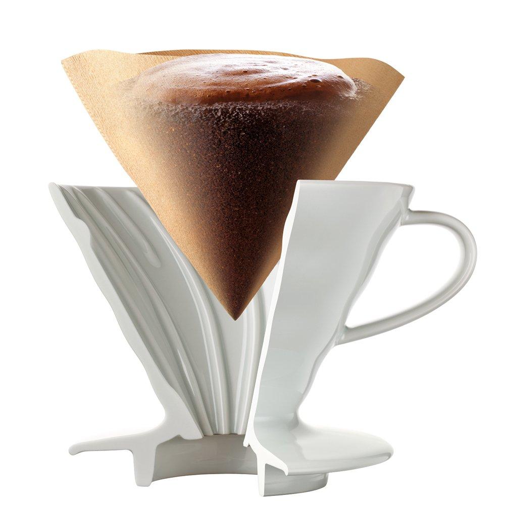 HARIO V60 Pour-Over Dripper 02 Ceramic White, Dishwasher Safe, 1-4 Cup Capacity, 300ml, White, Made in Japan (VDC-02W)
