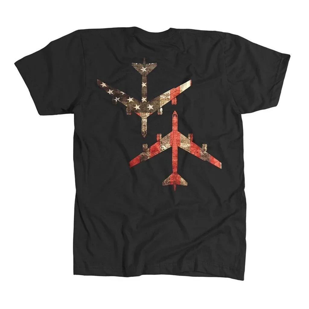 Vintage USA Flagge B-52 Stratofortress Strategischer Bomber T-Shirt 100% Baumwolle Rundhals Kurzarm Lässiges Herren T-Shirt Größe S-3XL