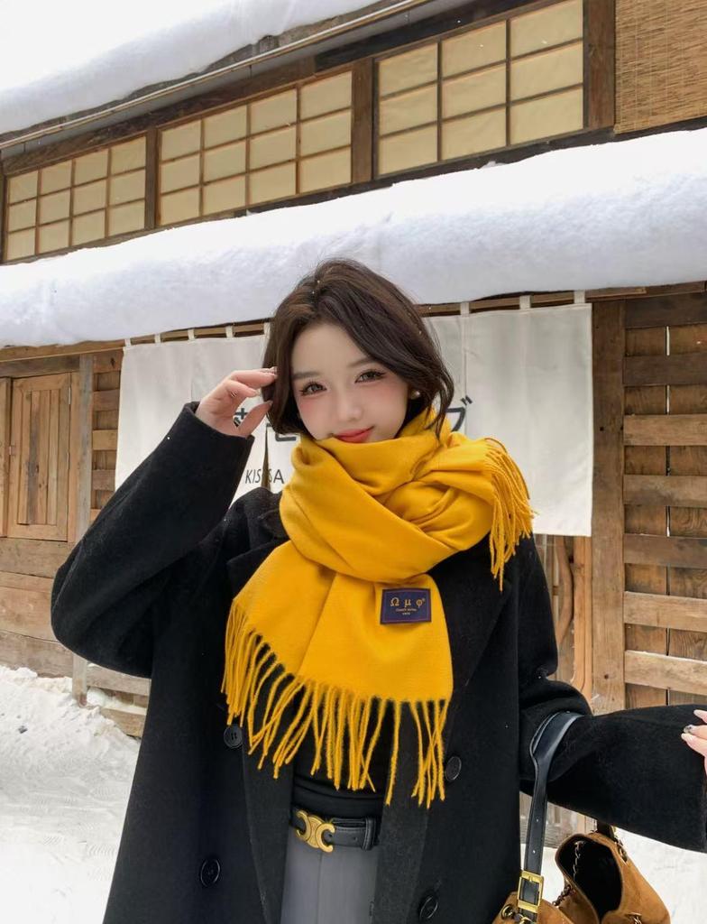 2025 New Korean-Style Women's Christmas Zodiac Red Shawl - Warm Winter Scarf