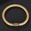 New Men Leather Braclets Luxury Braided Rope Chain Bracelet Stainless Steel Clasp Male Jewelry Charm