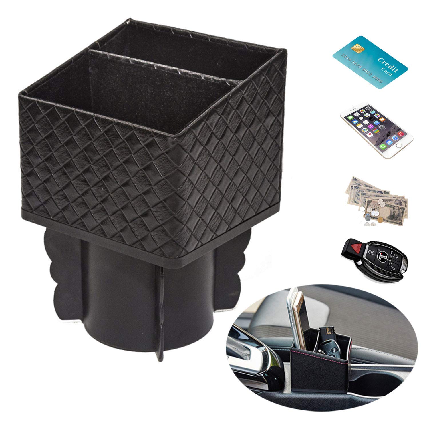 

Поднос для автомобиля Kwak Оригинальный подстаканник Подстаканник Карман Держатель для напитков Кожа (Тканая текстура)