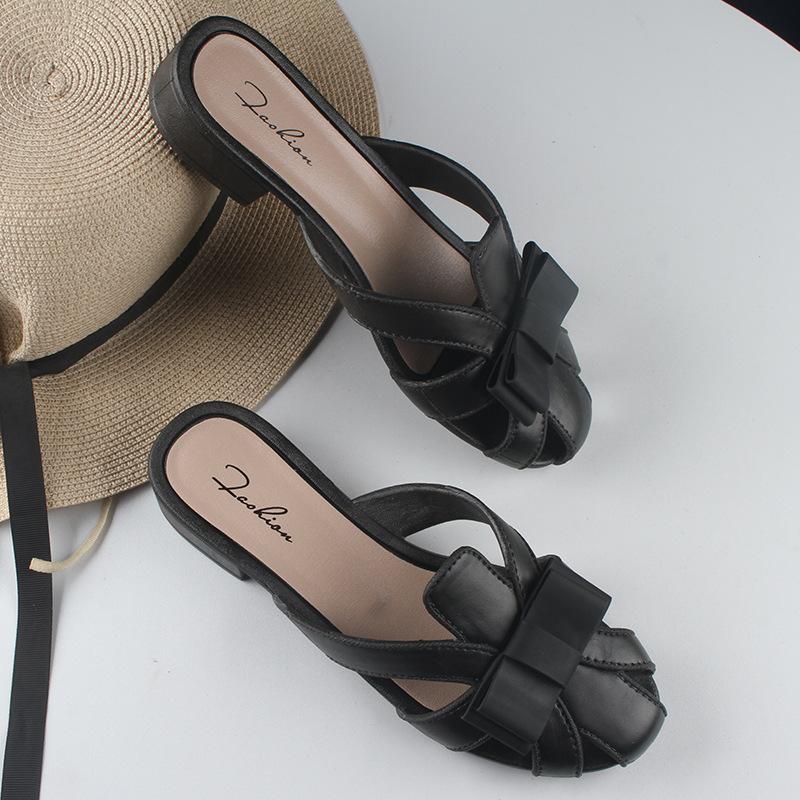 Heli Shark Ladies Summer Half Slippers New Casual Outer Wear Hollow Slippers Flat Bottom Fashion Women's Shoes Cool Slippers