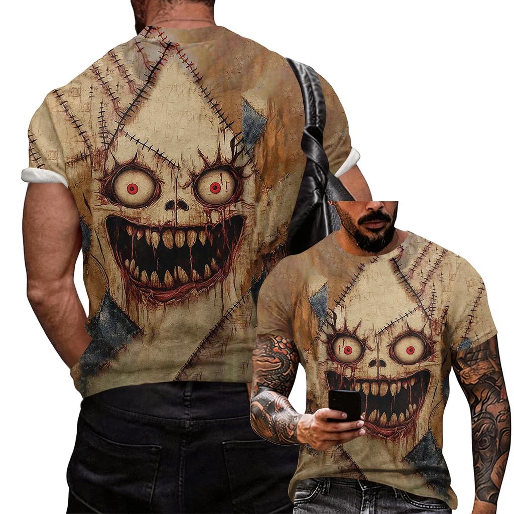 Men's Halloween Party Graphic T Shirt Casual Loose Fit Short Sleeve Top Comfortable Lightweight Fabric Seasonal Design