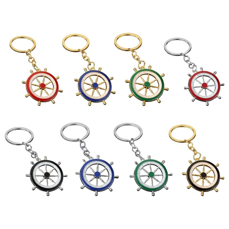 Practical Everyday Use Keychain Decors Featuring Marine Anchors And Helm In Zinc Alloy Blue White Color Scheme