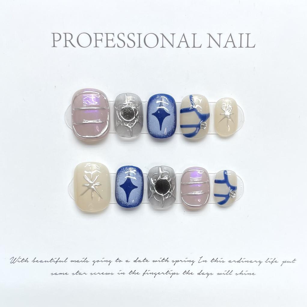 10Pcs Kawaii Candy Handmade Press On Nails Full Cover Fake Nail Tips Stick On False Nails For Women