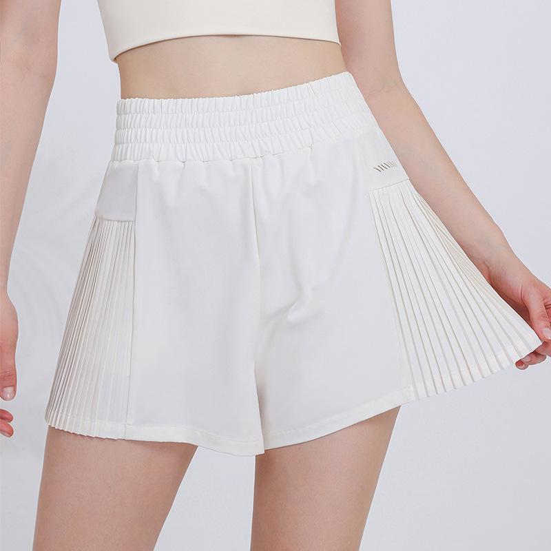 

Женские быстросохнущие утягивающие спортивные шорты с подкладкой - Защита от просвечивания, свободный крой для бега, тренировок и йоги Large грязно-белый