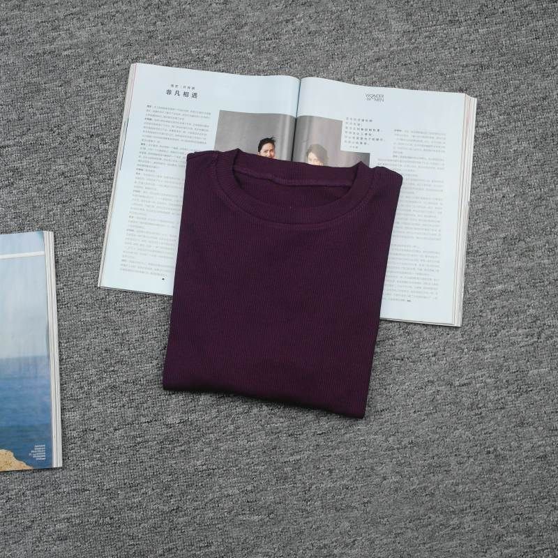 

Foreign Trade Original Order Women s T-shirt Long Sleeve round Neck Bottoming Shirt Cotton Modal Tops Autumn Leisure Sports Easiest for Match Dark purple XS