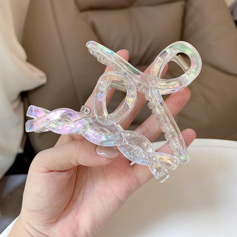 Korean Elegant Colorful Grab Hair Claws Female Large Shark Clip Hairpins for Women Headwear Party Ponytail Hair Clip Accessories