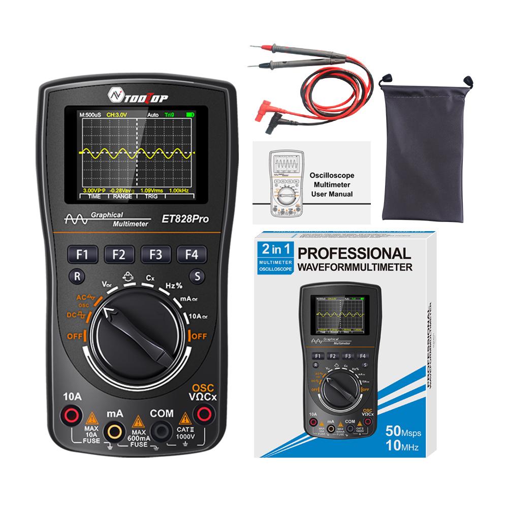 

10MHz 50Msps Digital Oscilloscope REL Test 6000 Counts Graphical Signal Waveform Auto Capture 100mF RMS Multimeter Repair Tools чорний