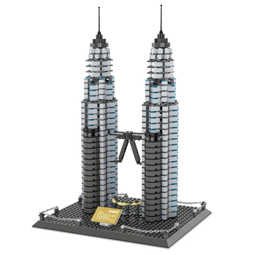 

5213 World Architecture Kuala Lumpur Petronas Twin Towers Tree DIY 1175pcs Mini Diamond Blocks Bricks Building Toy for Children