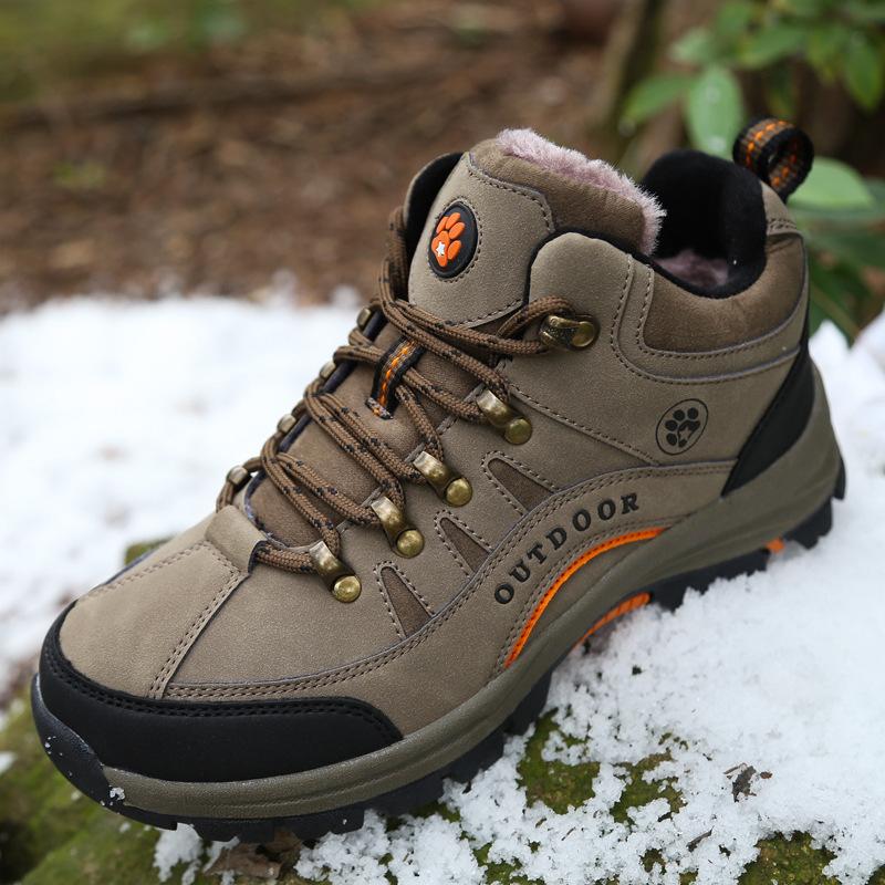 Winter High-top Cotton Shoes with Velvet Warm Walking Couple Shoes Outdoor Snow Non-slip Hiking Shoes