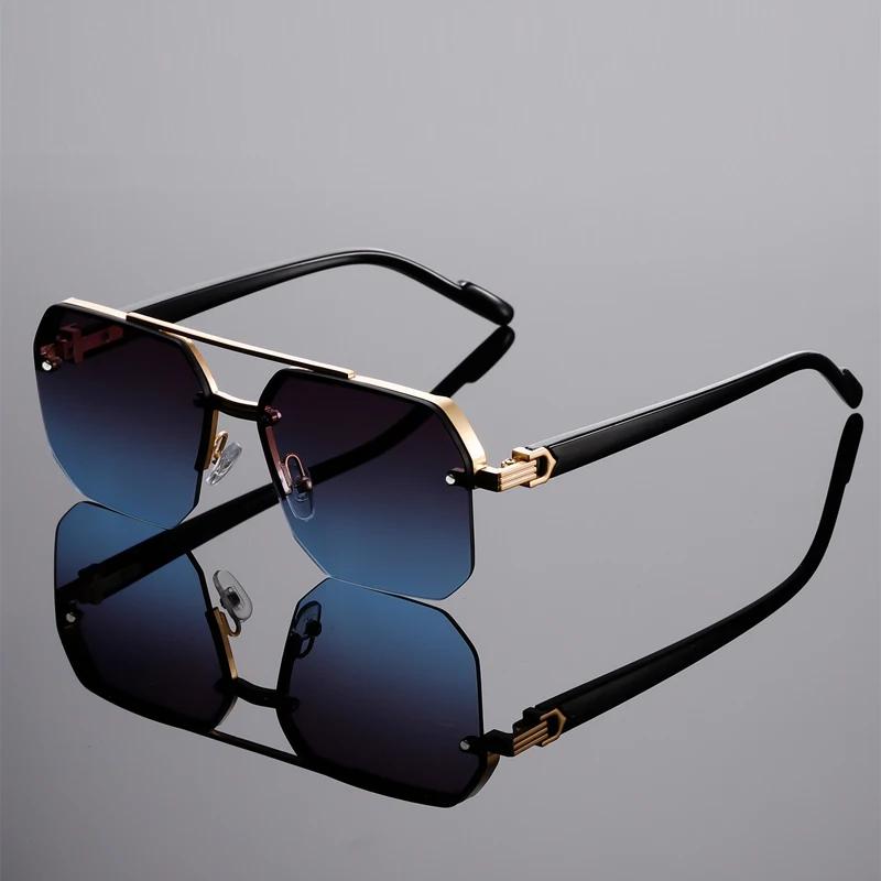 

GM LUMIAS Oversized Semi-rimless Sunglasses Men Fashion Vintage Gradient Casual Shades Luxury Brand Design Outdoor Sun Glasses as picture shows