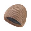 Men Hat Winter Warm Wool Knit Hat Solid Color Thickened Velvet Lining Hat Outdoor Sports Skiing Cycling Hat