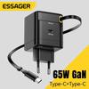Essager 65W GaN Charger With Retractable Flexible Cable Quick Charge For Laptop Tablet iPhone 16 15 Ipad Macbook Type-C Charger