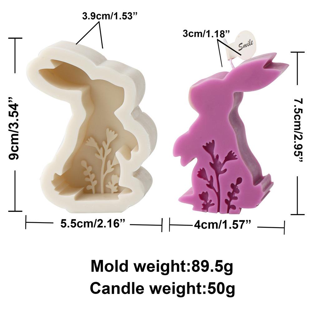 2D Flower Rabbit Candle Silicone Mold Relief Plant Flower Candle Mold Easter Rabbit Cake Chocolate Silicone Mold Soap Molds