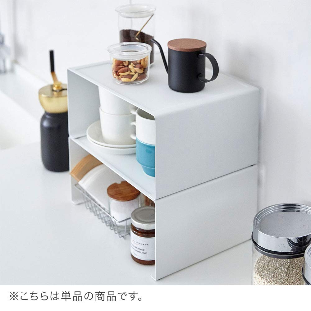 Yamazaki Torn Stapelbar Köksställ i Stål, L-format, Stort, Vitt, Ca. 12,5" B x 8,8" D x 5,5" H, Modell 3791