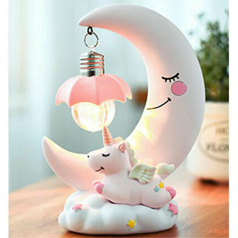 LED 3D Unicorn Bedside Desk Lamp Night Light Moon Lights Kids Bedroom