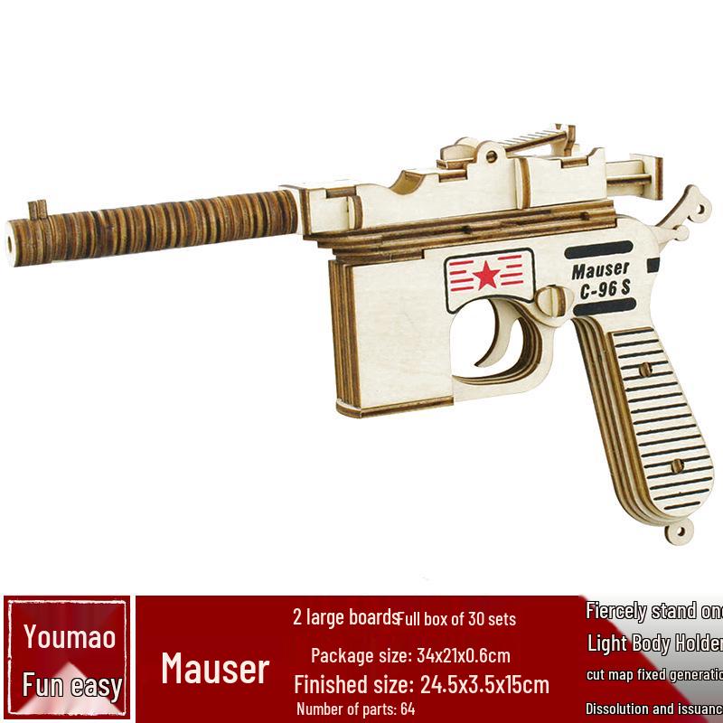 Handmade 3D Wooden Military Tank Model Puzzle for Children