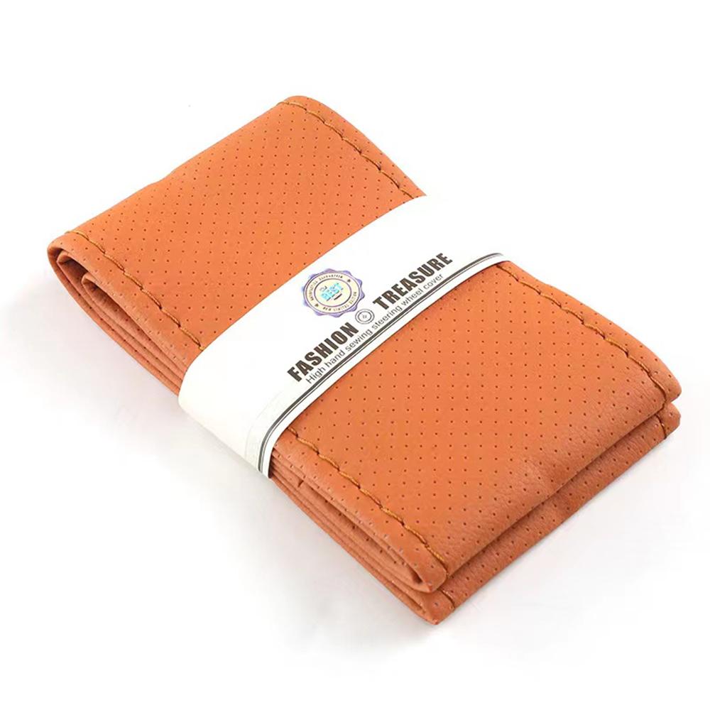 38cm Car Steering Wheel Braid Cover Texture Soft PU Artificial Leather Car Covers With Needles And Thread Auto Car