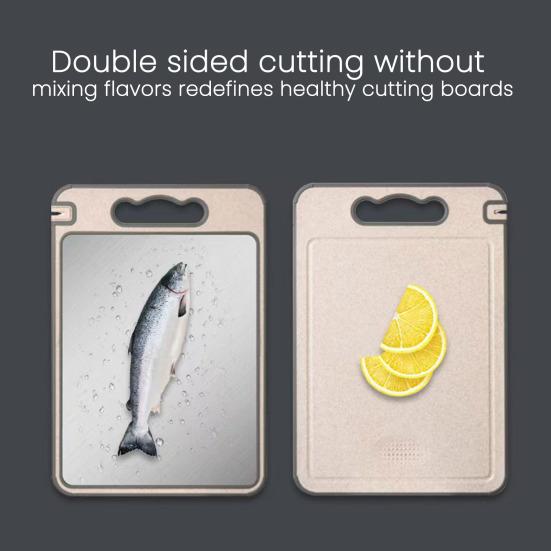 Double-Sided Cutting Board with Handle Stainless Steel Chopping Board for Meat Veggies Kitchen Gadgets