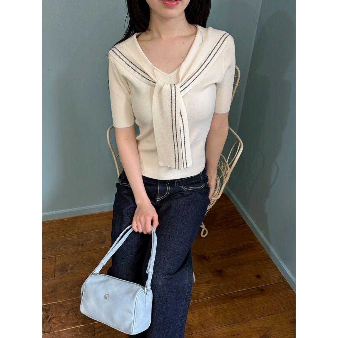 LILY BROWN layered sailor collar knit
